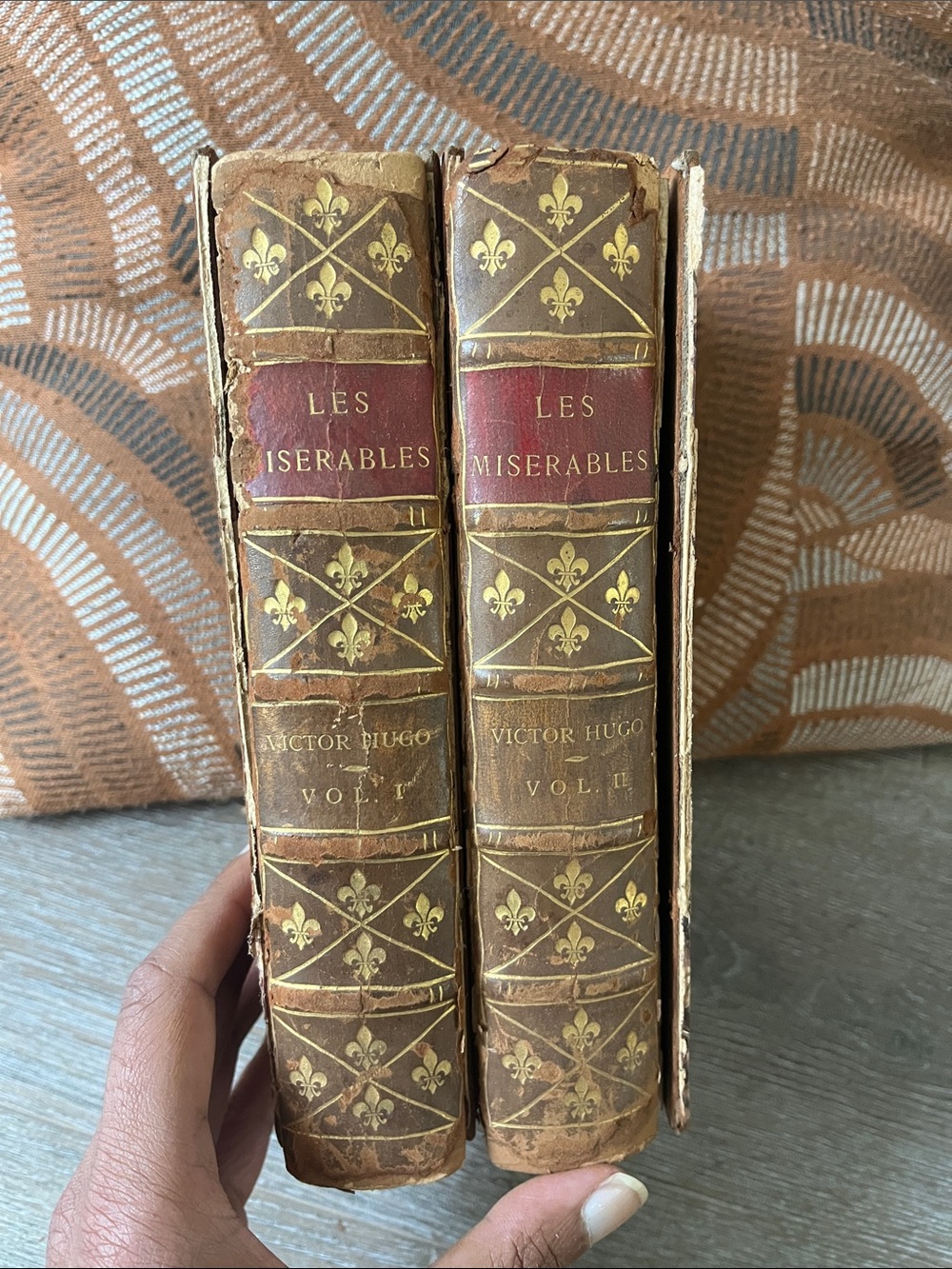 Vintage copy of Les Misérables Volume I & II by Victor Hugo 1887